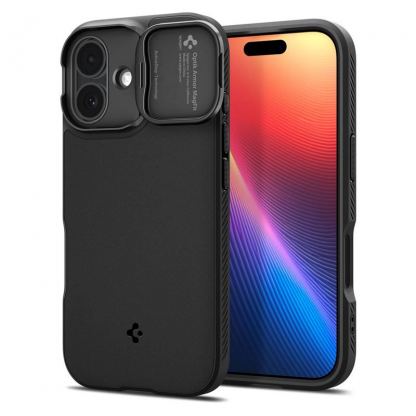 Силиконов (TPU) калъф с капак за камерата с MagSafe за iPhone 17 - Spigen Optik Armor MagSafe Case (черен)