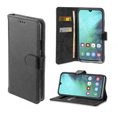 4smarts Premium Wallet Case URBAN - кожен калъф с поставка и отделение за кр. карта за Samsung Galaxy A40 (черен)