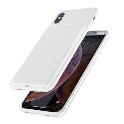 Baseus Liquid Silicone Smart Back Clamp Power Supply 4200mAh - силиконов кейс с вградена батерия за iPhone XS Max (бял)
