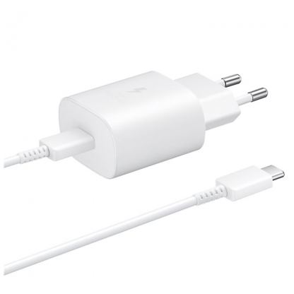 Samsung Power Delivery 3.0 25W Wall Charger EP-TA800XWEGWW - захранване за ел. мрежа с USB-C изход и USB-C кабел (бял) (retail опаковка)