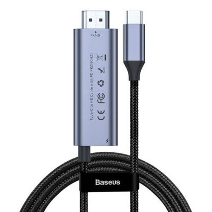 Baseus USB-C to HDMI Cable CATCY-D0G -  видео кабел за свързване от USB-C към HDMI 4K и PD 60W за устройства с USB-C порт (черен)