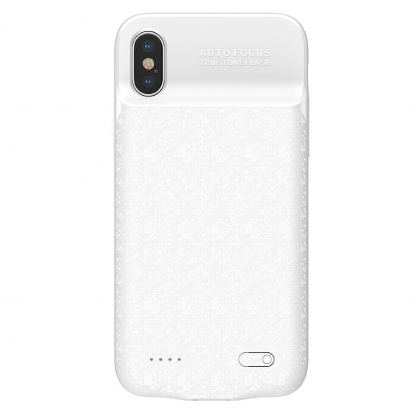 Baseus Plaid Backpack Power Bank Battery Case 3500mAh - удароустойчив кейс с вградена батерия за iPhone XS, iPhone X (бял)