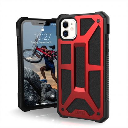 Urban Armor Gear Monarch Case - удароустойчив хибриден кейс за iPhone 11 (червен)