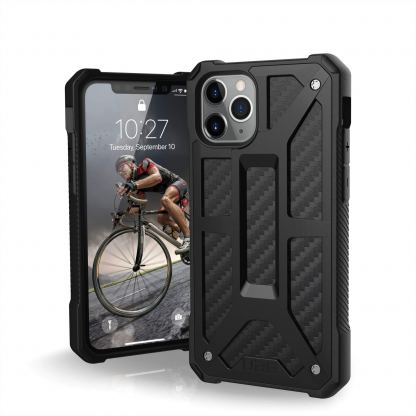 Urban Armor Gear Monarch Case - удароустойчив хибриден кейс за iPhone 11 Pro (черен-карбон)