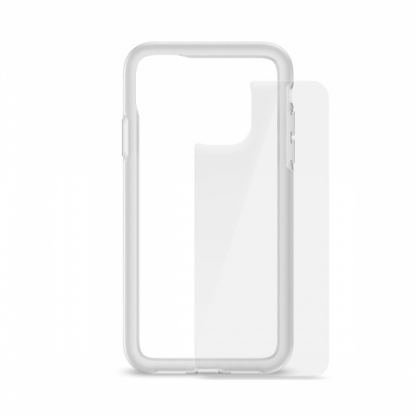 Artwizz Bumper + Second Back - силиконов (TPU) бъмпер и стъклено защитно покритие за гърба за iPhone 11 (бял-прозрачен)
