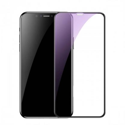 Baseus Anti-bluelight Tempered Glass Film (0.20mm) - калено стъклено защитно покритие за целия дисплей на iPhone 11, iPhone XR (прозрачен-черен) 