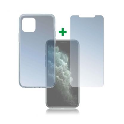 4smarts 360° Protection Set - тънък силиконов кейс и стъклено защитно покритие за дисплея на iPhone 11 Pro (прозрачен)