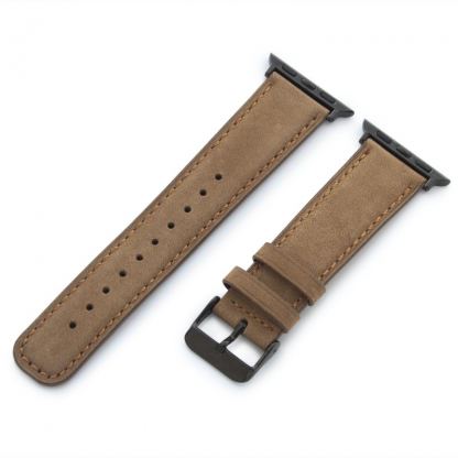 Torrii Leather Band - кожена каишка за Apple Watch 38мм, 40мм (кафява с кафеви шевове)