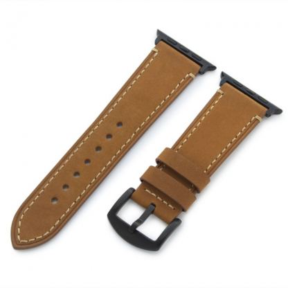 Torrii Leather Band - кожена каишка за Apple Watch 38мм, 40мм (кафява с кафеви шевове)