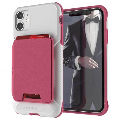 Ghostek Exec 4 Case - удароустойчив кейс с отделение за карти за iPhone 11 (розов)