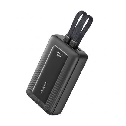 Външна батерия с вградени USB-C кабели и USB-C, USB-A портове и технология за бързо зареждане - Anker Zolo Power Bank 45W 20000 mAh (черен)