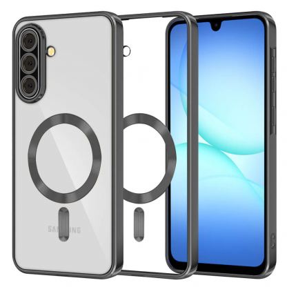 Тънък силиконов (TPU) калъф с MagSafe за Samsung Galaxy A17 5G, Galaxy A17 4G - Techsuit Luxury Crystal MagSafe Case (черен-прозрачен)