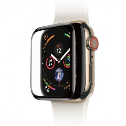 Baseus Full Screen Curved Tempered Glass - калено стъклено защитно покритие с извити ръбове за дисплея на Apple Watch Series 3/2/1 (38mm) (черен-прозрачен)