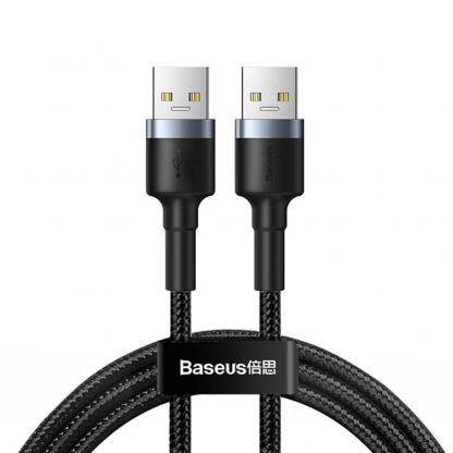 Baseus Cafule USB-А 3.0 Male to USB-А 3.0 Male USB Cable - USB кабел (мъжко-мъжко) с въжена оплетка (100 см) (тъмносив)