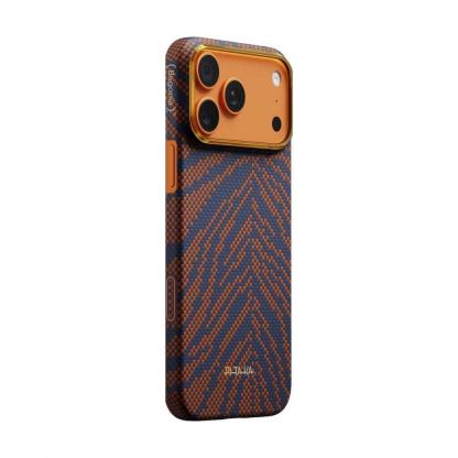 Кевларен кейс с MagSafe за iPhone 17 Pro Max - Pitaka Breath Of Veins Burning Orange Edge Ultra Slim Aramid Fiber Case Limited Edition